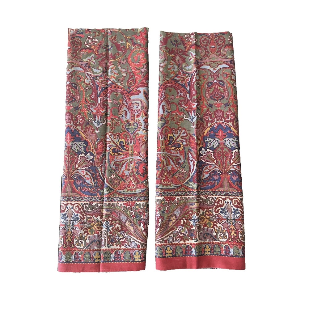 Set of 2 Ralph Lauren Galahad Red Medieval Style Paisley KING Pillowcases